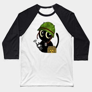 Cute black cat is a military pet Baseball T-Shirt